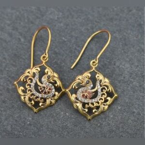 5/20 Intricate Gold Peacock Filigree Earrings
